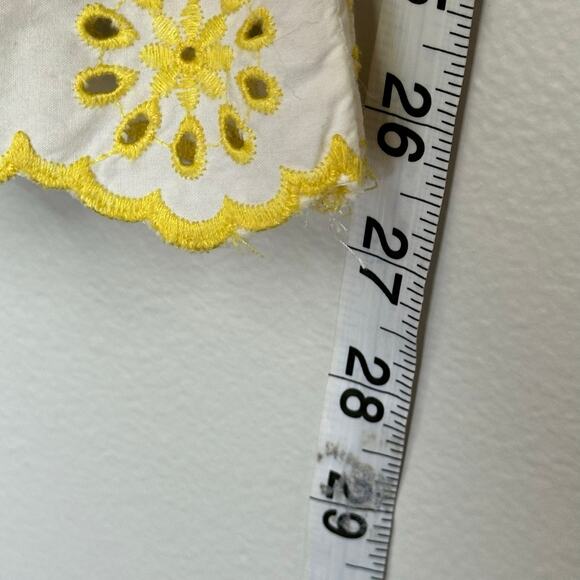 TALBOTS YELLOW WHITE EYELET EMBROIDERED BLOUSE TOP Women's large - Picture 8 of 11